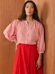 Mint Velvet Red Striped Batwing Blouse - Image 5 of 7