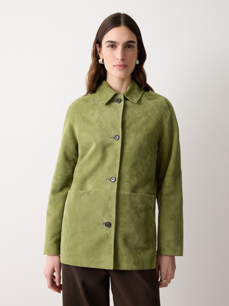 Jigsaw Green Suede Raglan Sleeve Jacket - Image 1 of 2