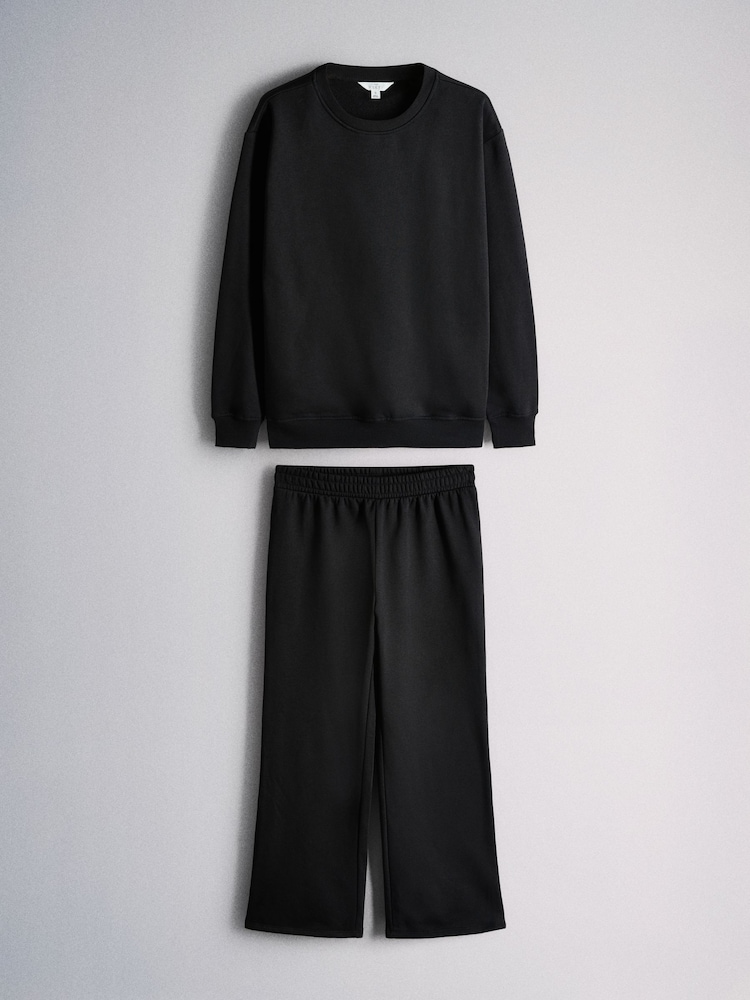 The Set Crew Neck Sweater and Wide Leg Joggers Set Black - Image 1 of 5