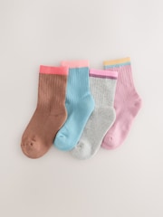 Multi Cotton Rich Cushioned Sole Ankle Socks 4 Pack - Image 1 of 3