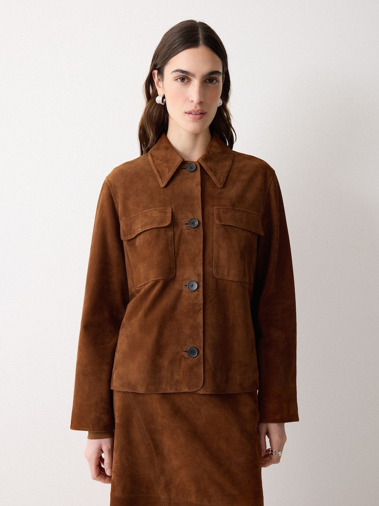 Jigsaw Brown Suede Patch Pocket Jacket - Image 1 of 6