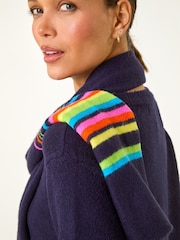 Roman Purple Border Stripe Scarf Knit Jumper - Image 5 of 5