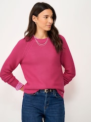Crew Clothing Pink Cotton Stitch Jumper - Image 1 of 5