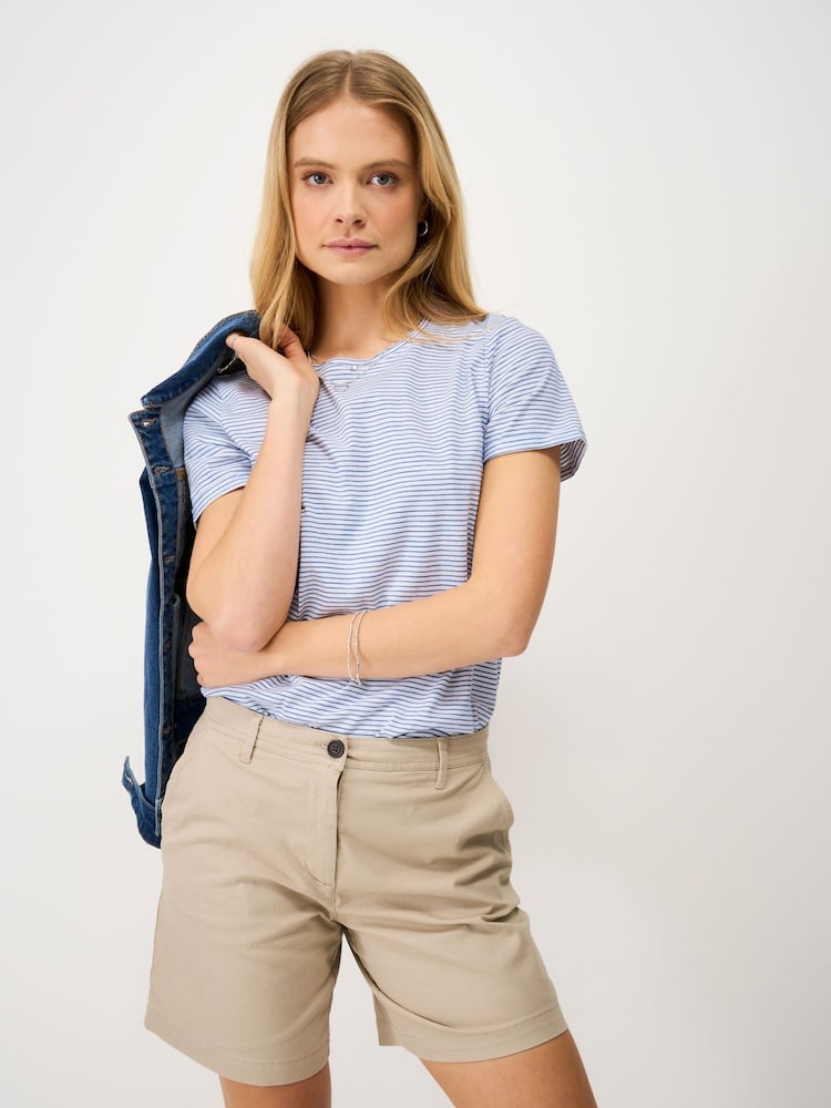 Crew Clothing Light Blue Cotton Slub Perfect Crew Neck T-Shirt - Image 1 of 5