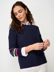 Crew Clothing Blue Cotton Stitch Jumper - Image 1 of 5