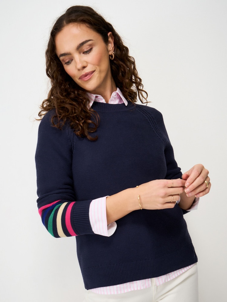 Crew Clothing Blue Cotton Stitch Jumper - Image 1 of 5 Crew Clothing Blue Cotton Stitch Jumper - Image 1 of 5