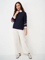 Crew Clothing Blue Cotton Stitch Jumper - Image 3 of 5