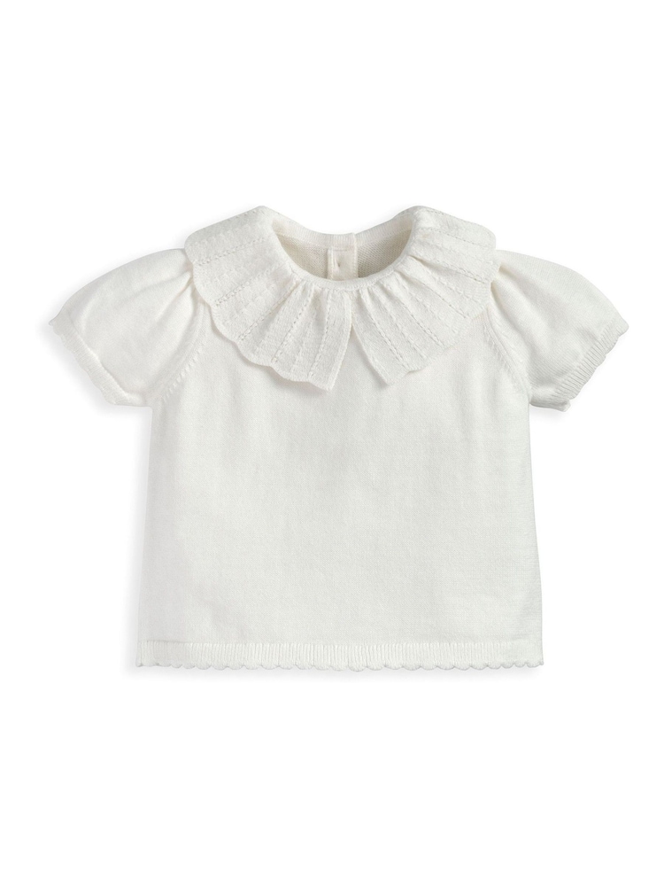 Mamas & Papas White Collared Knitted Top - Image 2 of 2