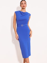Lipsy Cobalt Blue Belted Bodycon Midi Dress - Image 1 of 5