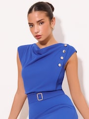 Lipsy Cobalt Blue Belted Bodycon Midi Dress - Image 2 of 5