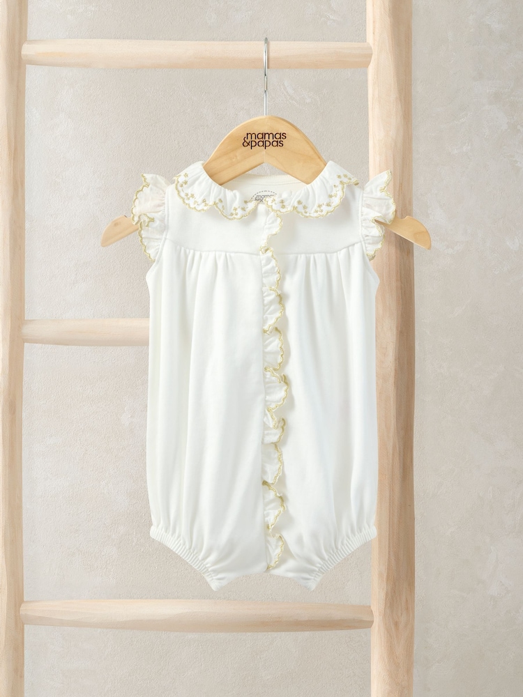Mamas & Papas White Eid Embroidered Romper - Image 1 of 2