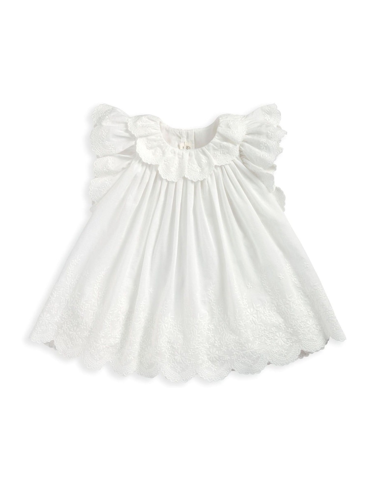 Mamas & Papas Cream Embroidered Frill Bodysuit Dress - Image 2 of 3