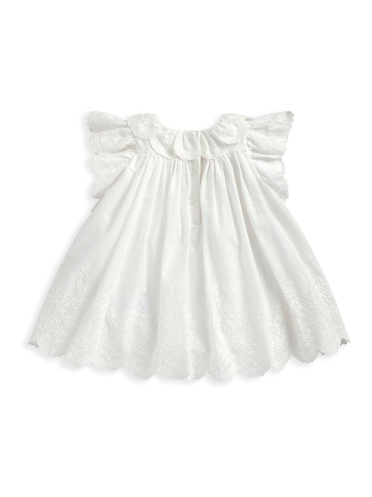 Mamas & Papas Cream Embroidered Frill Bodysuit Dress - Image 3 of 3