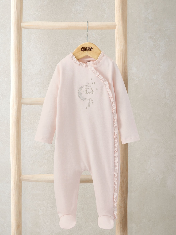 Mamas & Papas Pink My First Eid Frill Sleepsuit - Image 1 of 2