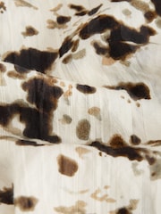 Ecru Speckle Print Soft Peplum Short Sleeve Top - Image 7 of 9