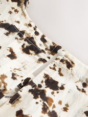 Ecru Speckle Print Soft Peplum Short Sleeve Top - Image 8 of 9