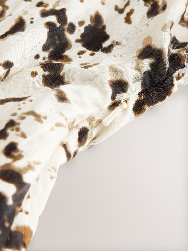 Ecru Speckle Print Soft Peplum Short Sleeve Top - Image 9 of 9 Ecru Speckle Print Soft Peplum Short Sleeve Top - Image 9 of 9