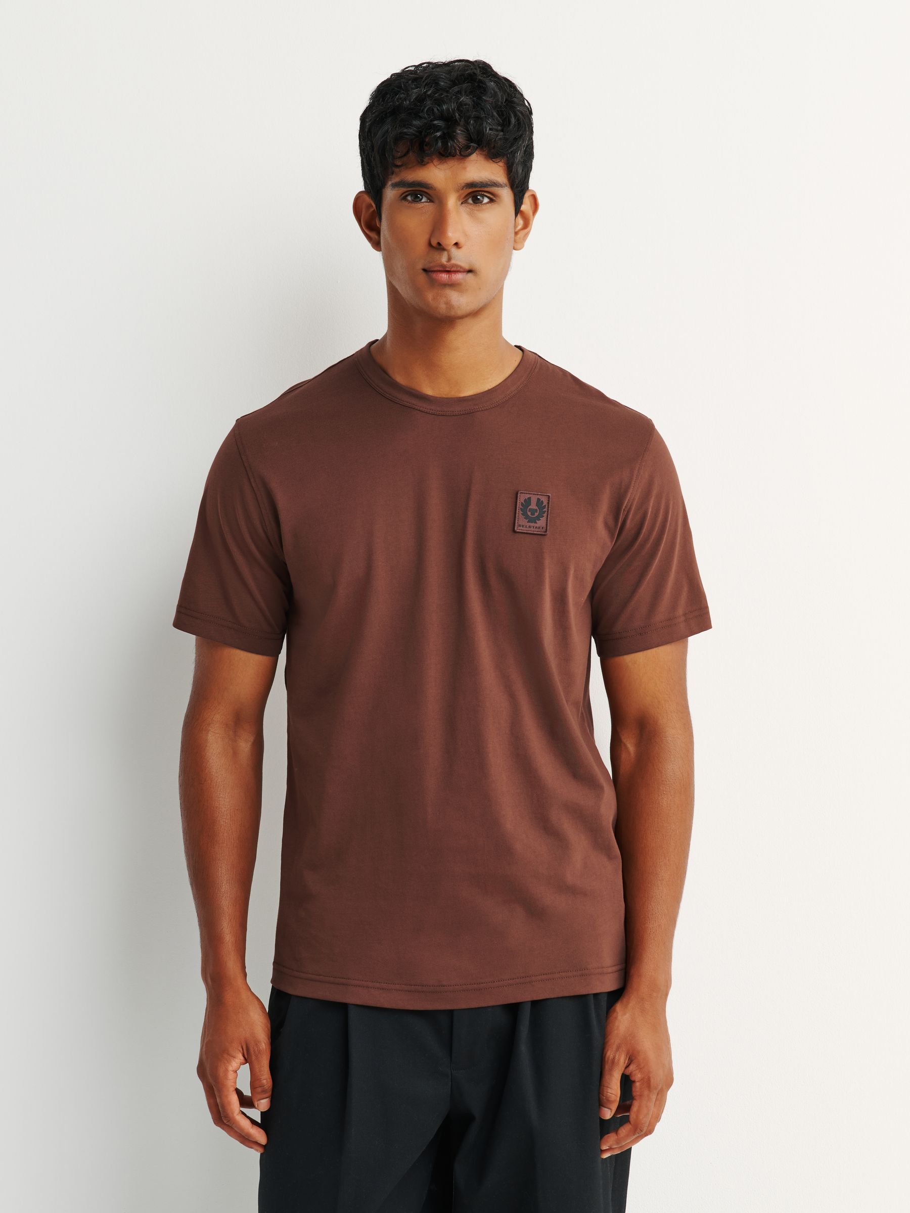 Belstaff Men's Icon Logo Crew-Neck T-Shirt in Red/Purple Cotton Jersey Size XL - Image 2
