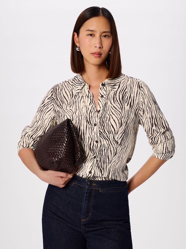 Whistles Brown Zebra Button Through Shirt - Image 1 of 5 Whistles Brown Zebra Button Through Shirt - Image 1 of 5