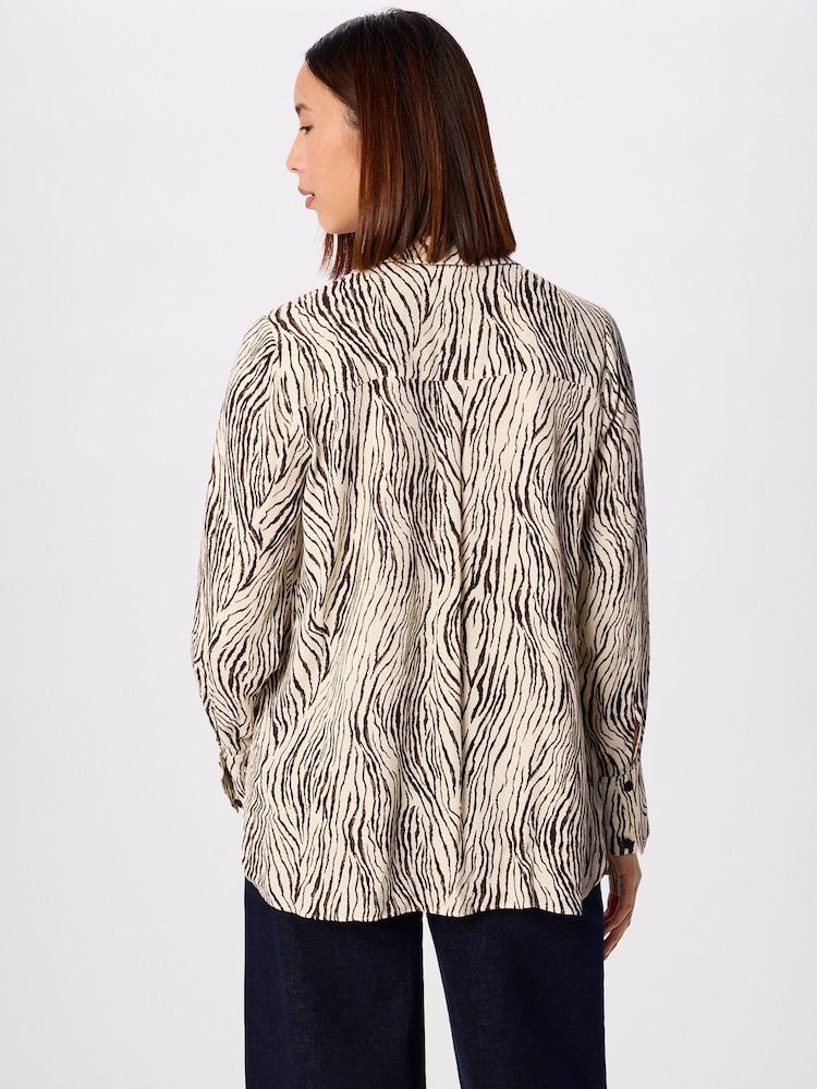 Whistles Brown Zebra Button Through Shirt - Image 2 of 5 Whistles Brown Zebra Button Through Shirt - Image 2 of 5