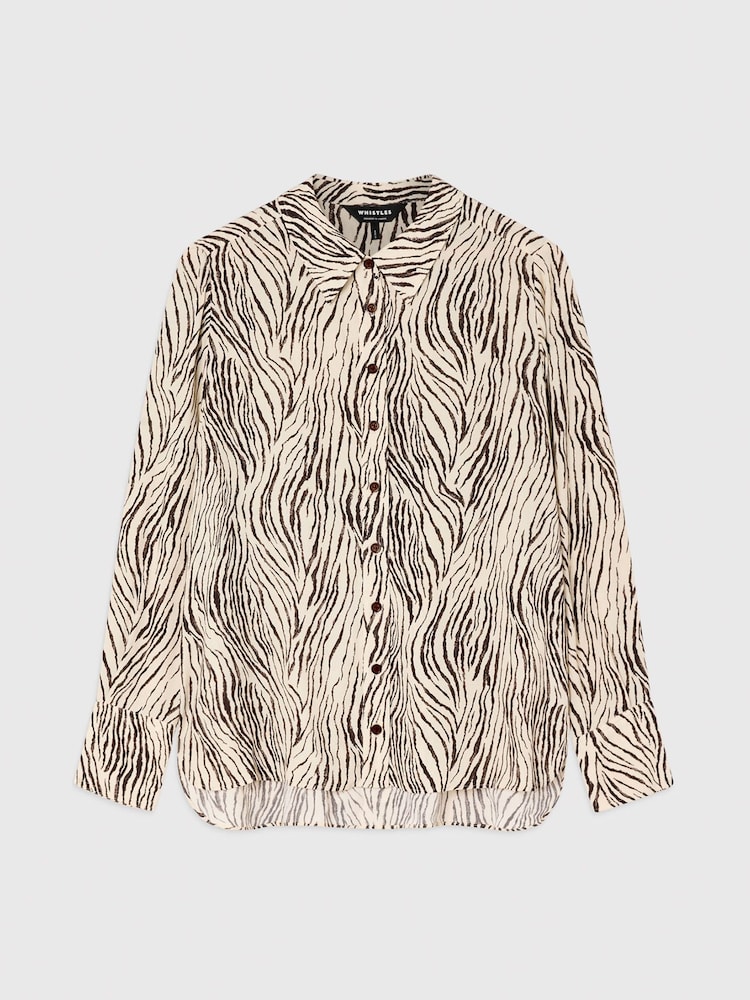 Whistles Brown Zebra Button Through Shirt - Image 5 of 5 Whistles Brown Zebra Button Through Shirt - Image 5 of 5