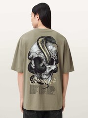 AllSaints Green Snakehead Short Sleeve Crew Neck T-Shirt - Image 5 of 7