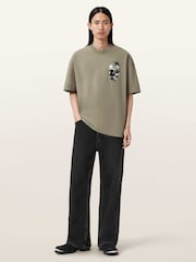 AllSaints Green Snakehead Short Sleeve Crew Neck T-Shirt - Image 6 of 7