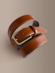 Tan Brown Signature Made In Italy Formal Belt With Brogue Pattern - Image 3 of 4
