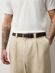 Chocolate Brown Woven Leather Belt - Image 1 of 4