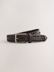 Chocolate Brown Woven Leather Belt - Image 2 of 4