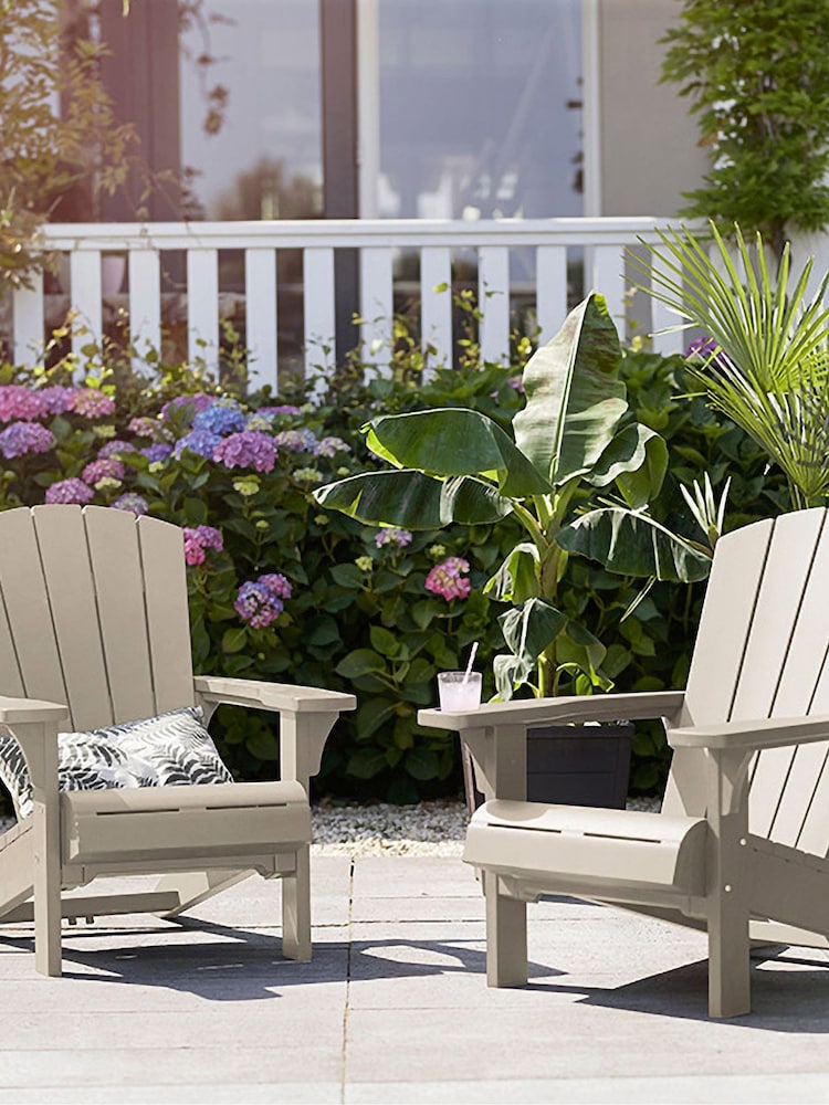 Keter Set of 2 Silver Sage Green Alpine Adirondack Garden Chairs - Image 1 of 6 Keter Set of 2 Silver Sage Green Alpine Adirondack Garden Chairs - Image 1 of 6