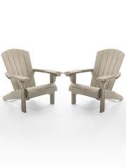 Keter Set of 2 Silver Sage Green Alpine Adirondack Garden Chairs - Image 2 of 6