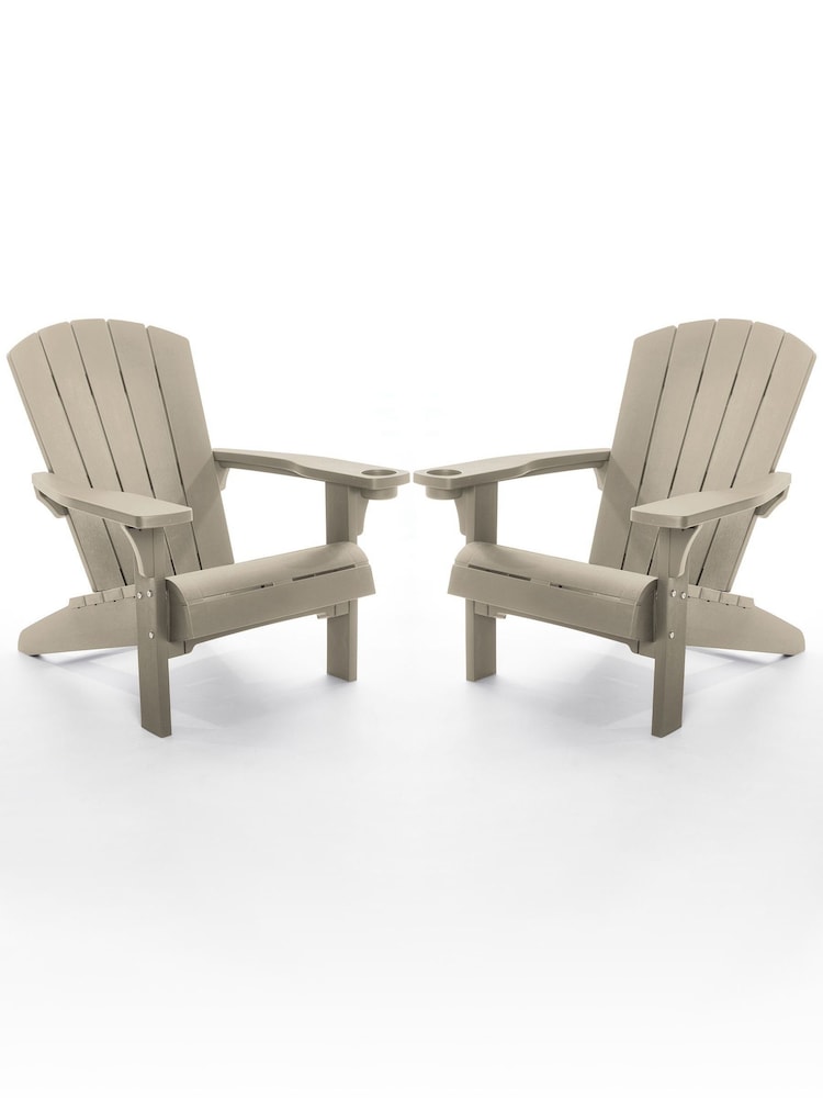 Keter Set of 2 Silver Sage Green Alpine Adirondack Garden Chairs - Image 2 of 6 Keter Set of 2 Silver Sage Green Alpine Adirondack Garden Chairs - Image 2 of 6