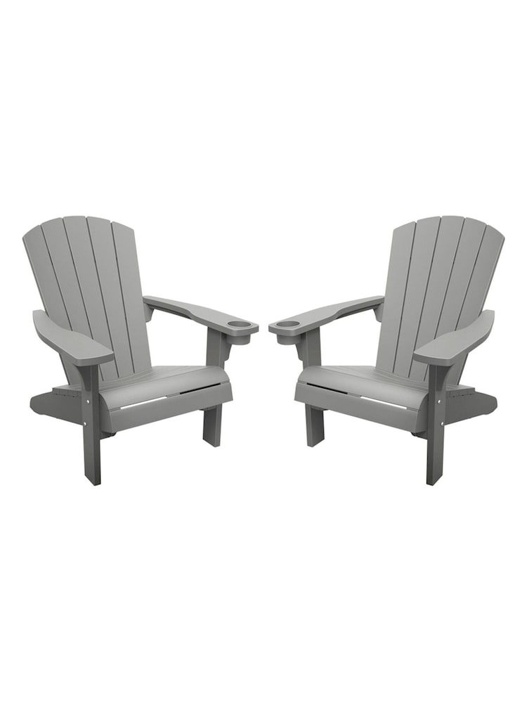 Keter Set of 2 Grey Alpine Adirondack Garden Chairs - Image 2 of 6 Keter Set of 2 Grey Alpine Adirondack Garden Chairs - Image 2 of 6