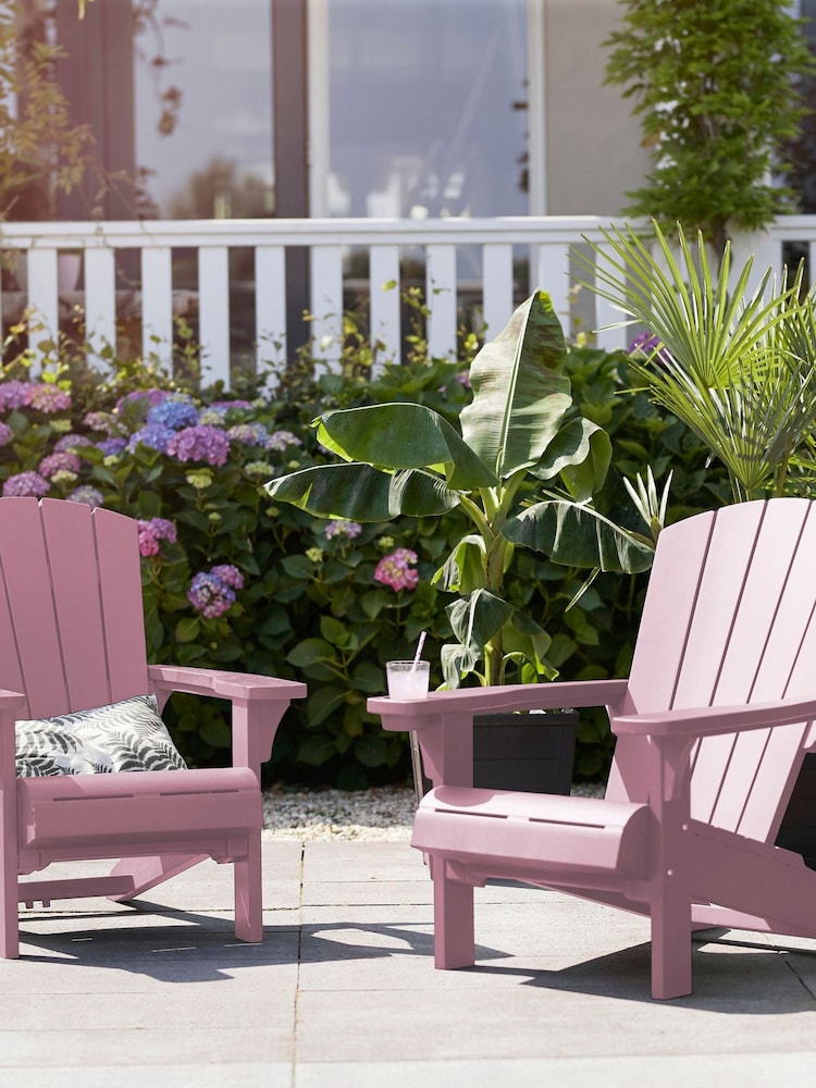 Keter Set of 2 Old Pink Alpine Adirondack Garden Chairs - Image 1 of 6