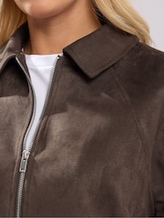 Yours Curve Brown Suedette Bomber Jacket - Image 5 of 5