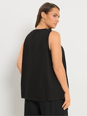 Yours Curve Black Linen Blend Waistcoat - Image 3 of 5