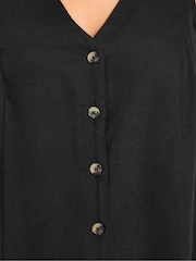 Yours Curve Black Linen Blend Waistcoat - Image 4 of 5