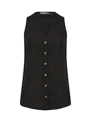 Yours Curve Black Linen Blend Waistcoat - Image 5 of 5