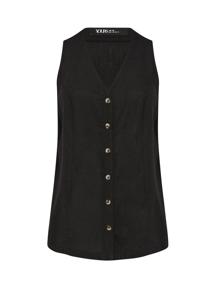 Yours Curve Black Linen Blend Waistcoat - Image 5 of 5