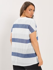 Yours Curve Light Grey Striped Shimmer Top - Image 3 of 5