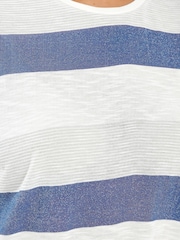 Yours Curve Light Grey Striped Shimmer Top - Image 4 of 5