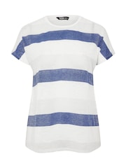 Yours Curve Light Grey Striped Shimmer Top - Image 5 of 5