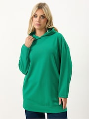 Yours Curve Green Seam Detail Hoodie - Image 1 of 5