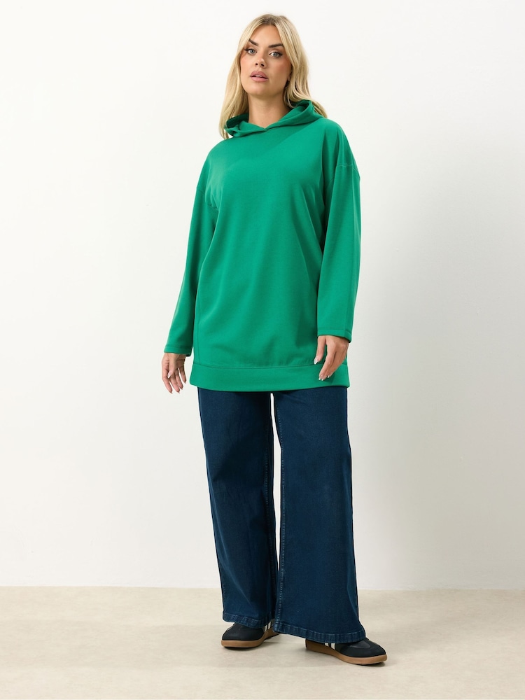 Yours Curve Green Seam Detail Hoodie - Image 2 of 5 Yours Curve Green Seam Detail Hoodie - Image 2 of 5