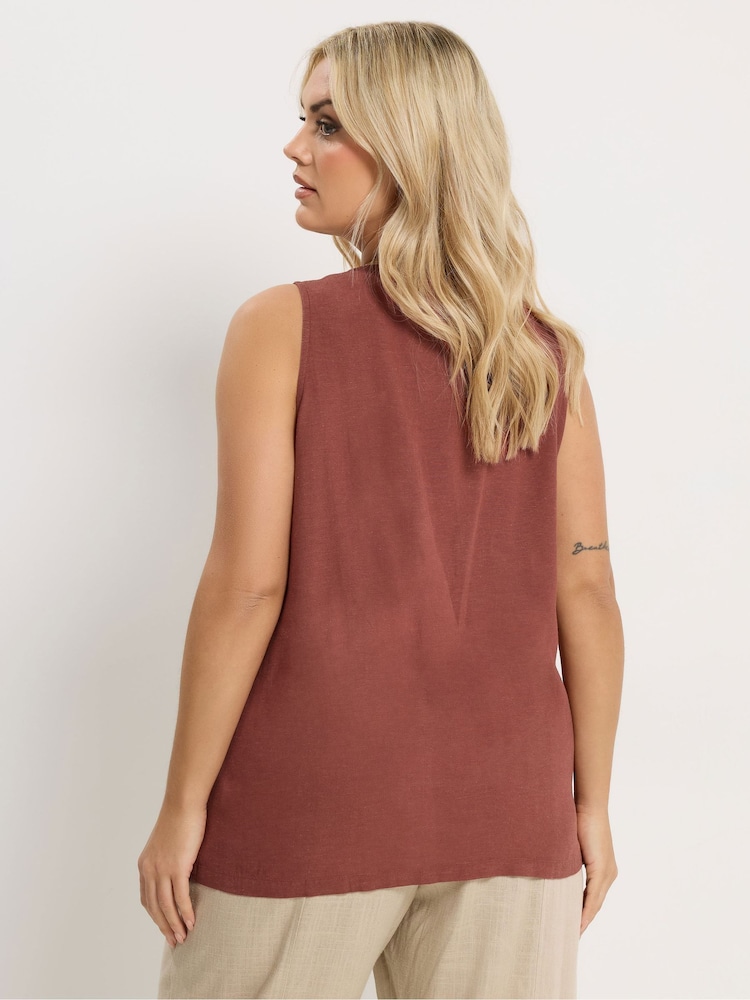 Yours Curve Red Linen Blend Waistcoat - Image 2 of 5