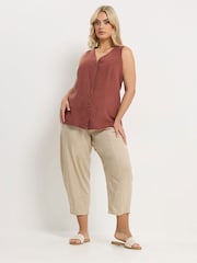 Yours Curve Red Linen Blend Waistcoat - Image 3 of 5