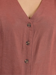 Yours Curve Red Linen Blend Waistcoat - Image 4 of 5