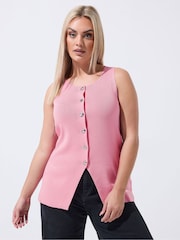 Yours Curve Pink Limited Knitted Waistcoat - Image 1 of 5