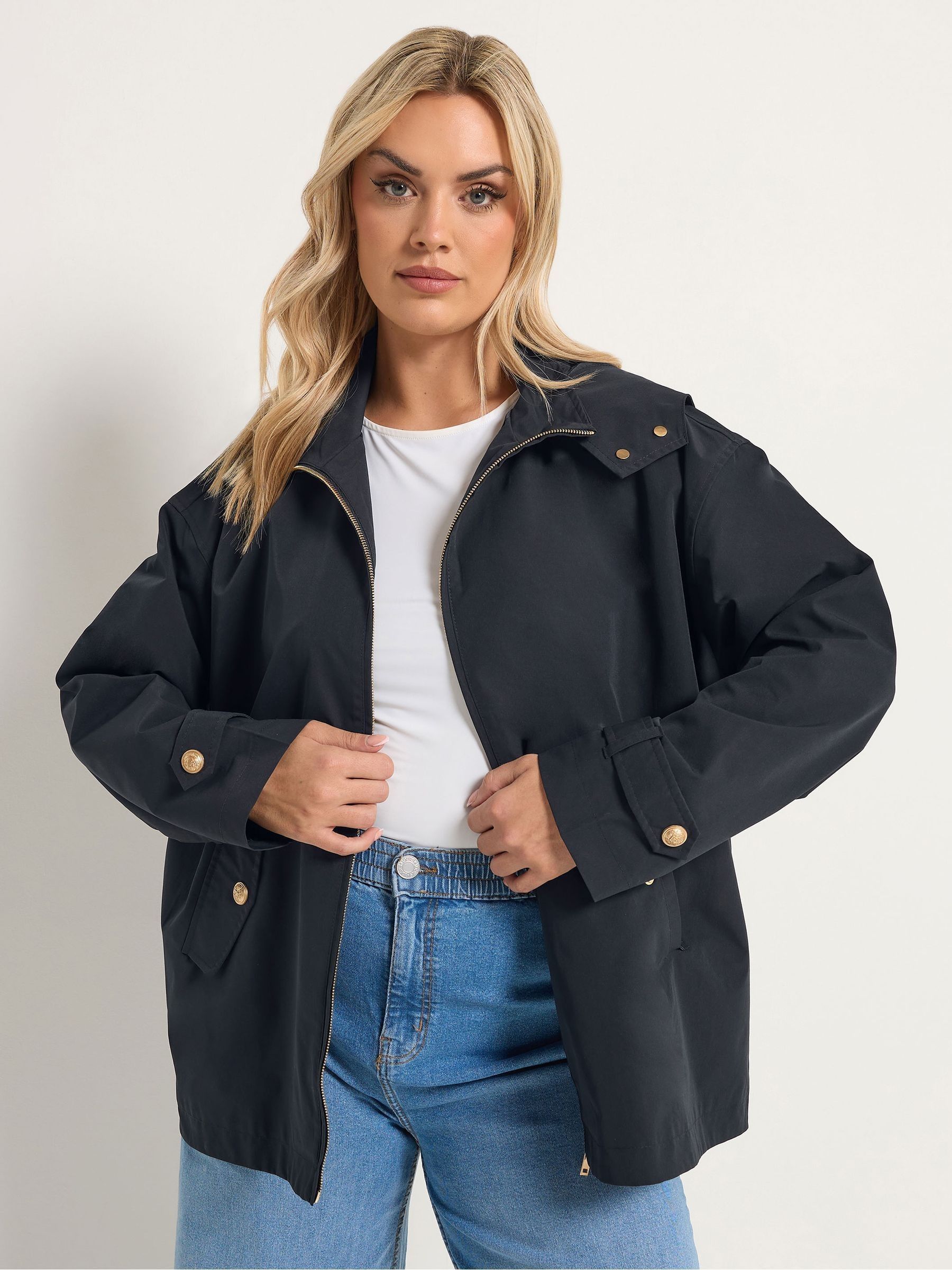 Yours Curve Women's Blue Military Button Jacket